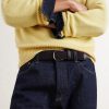 3.5cm Leather-Trimmed Woven Elastic Belt - OU