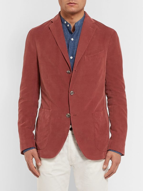Brick Slim-Fit Unstructured Cotton-Corduroy Blazer - FR Brick Slim-Fit Unstructured Cotton-Corduroy Blazer - FR