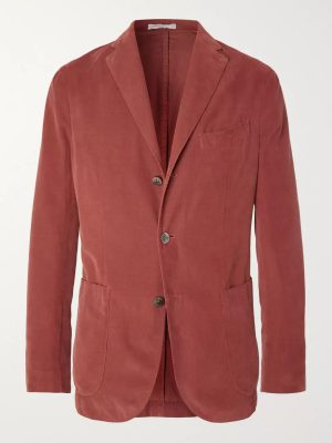 Brick Slim-Fit Unstructured Cotton-Corduroy Blazer