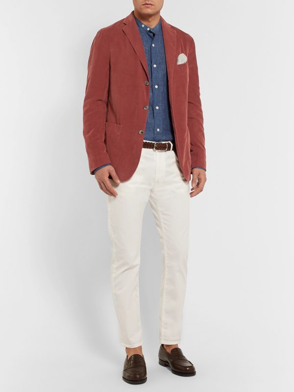 Brick Slim-Fit Unstructured Cotton-Corduroy Blazer - OU Brick Slim-Fit Unstructured Cotton-Corduroy Blazer - OU