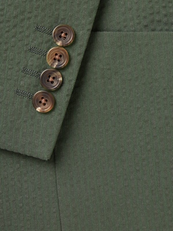 Forest-Green Unstructured Cotton-Seersucker Blazer - CU Forest-Green Unstructured Cotton-Seersucker Blazer - CU