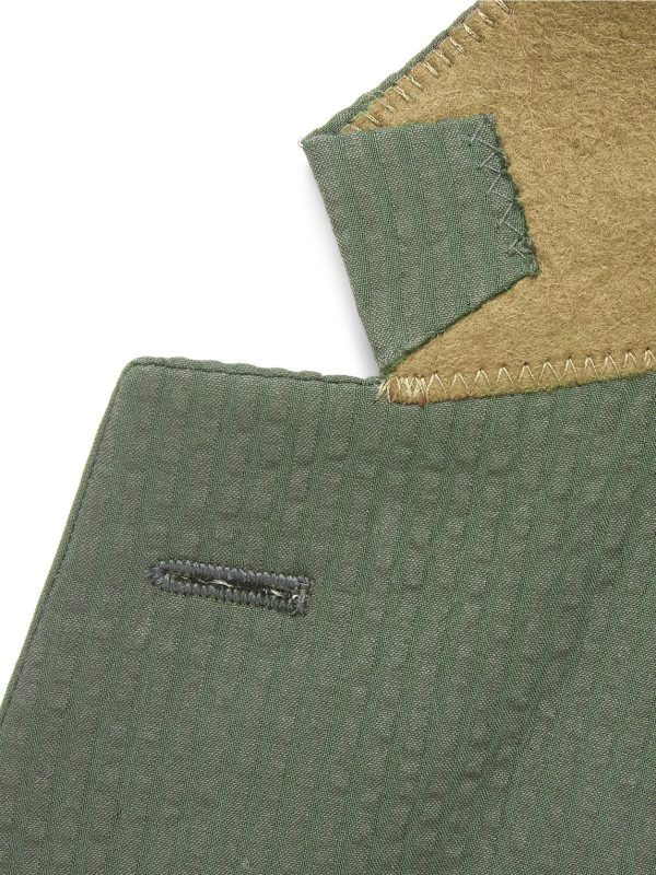Forest-Green Unstructured Cotton-Seersucker Blazer - E1 Forest-Green Unstructured Cotton-Seersucker Blazer - E1