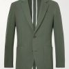 Forest-Green Unstructured Cotton-Seersucker Blazer Forest-Green Unstructured Cotton-Seersucker Blazer