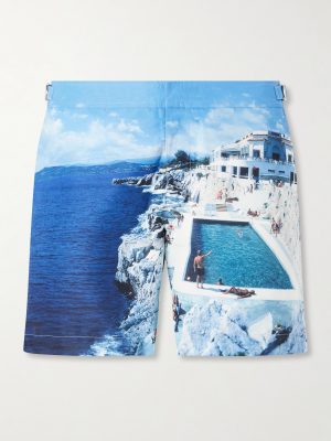 Bulldog Straight-Leg Mid-Length Printed Swim Shorts