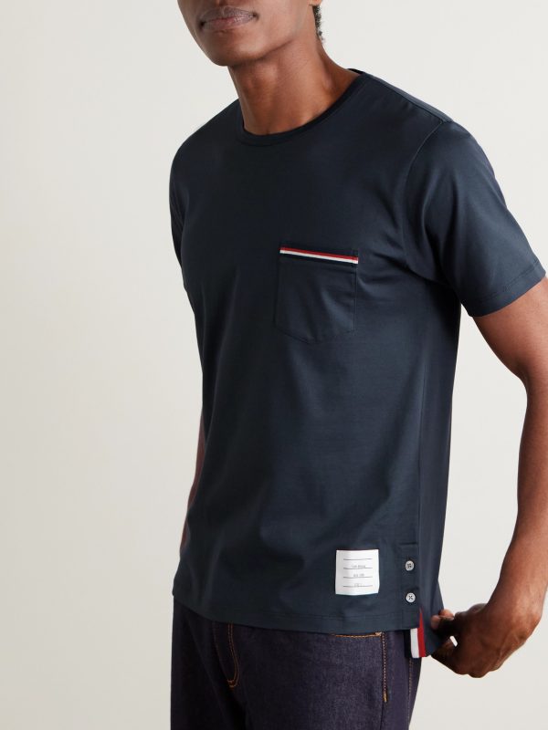 Slim-Fit Grosgrain-Trimmed Cotton-Jersey T-Shirt - FR