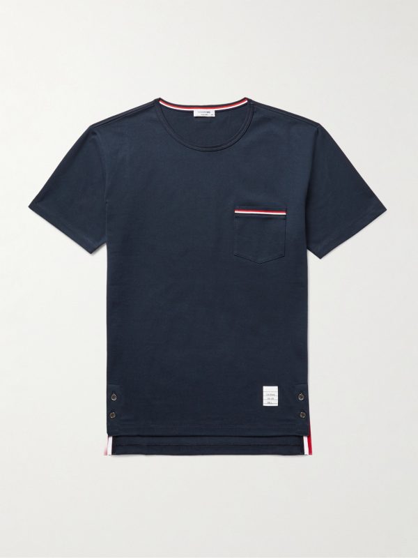Slim-Fit Grosgrain-Trimmed Cotton-Jersey T-Shirt
