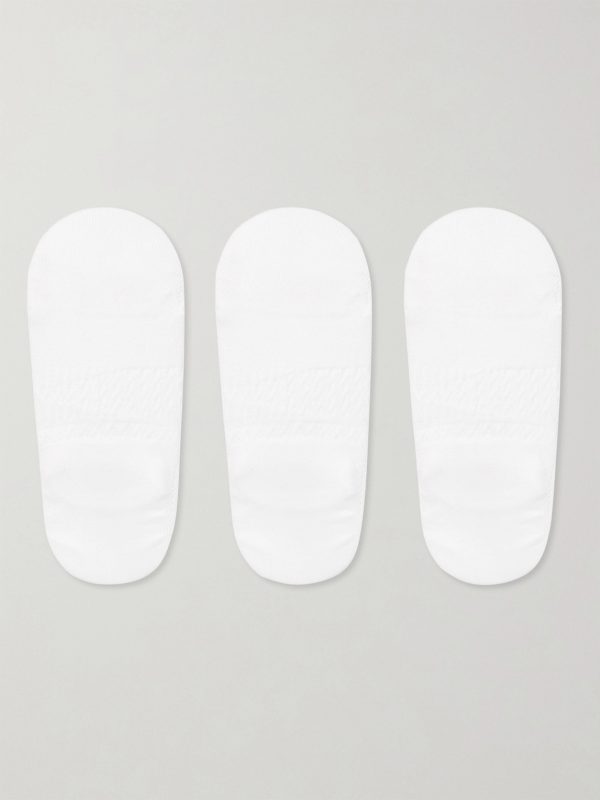Three-Pack No-Show Stretch-Knit Socks - BK