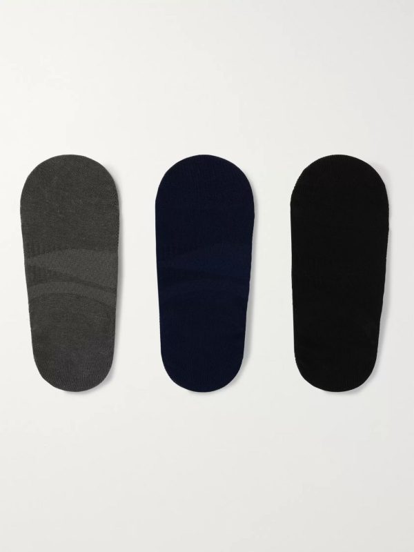 Three-Pack No-Show Stretch-Knit Socks - BK Three-Pack No-Show Stretch-Knit Socks - BK