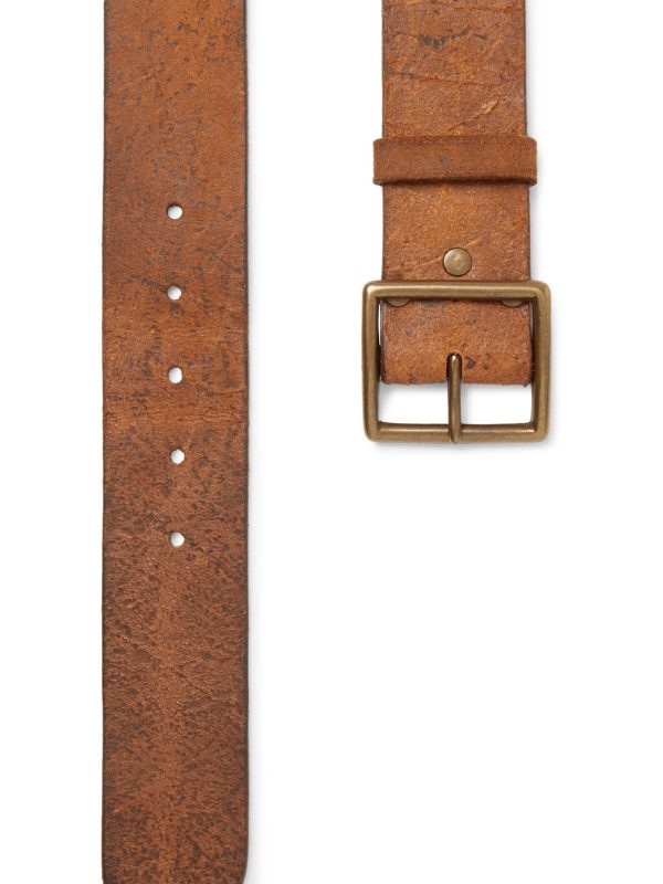 4.5cm Logo-Debossed Distressed Leather Belt - E1