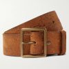 4.5cm Logo-Debossed Distressed Leather Belt
