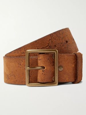 4.5cm Logo-Debossed Distressed Leather Belt 4.5cm Logo-Debossed Distressed Leather Belt