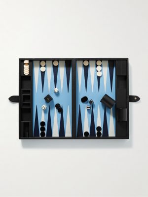Panama Cross-Grain Leather Backgammon Set