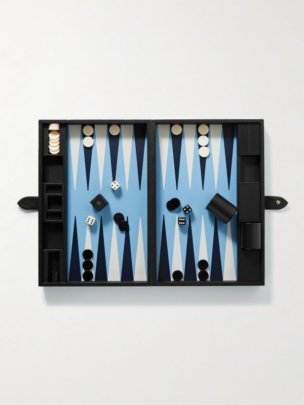 Panama Cross-Grain Leather Backgammon Set