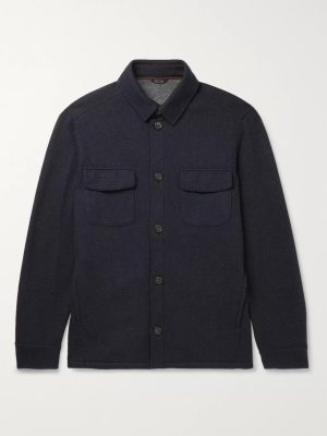 Mélange Cashmere-Blend Overshirt