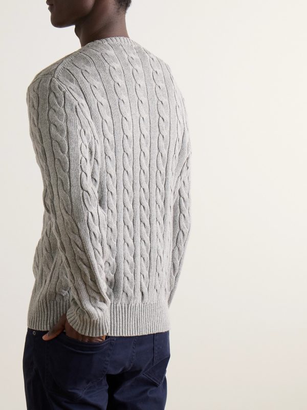 Cable-Knit Cotton Sweater - BK Cable-Knit Cotton Sweater - BK