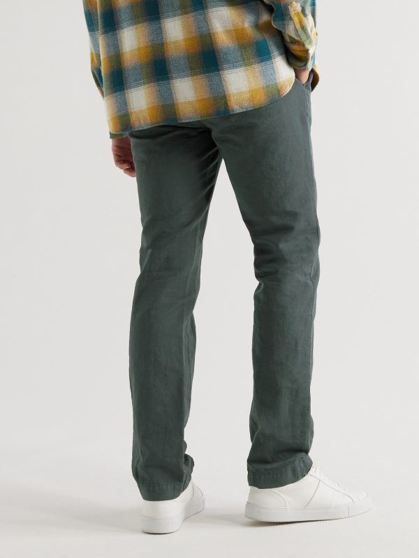 Cotton and Linen-Blend Twill Chinos - BK Cotton and Linen-Blend Twill Chinos - BK