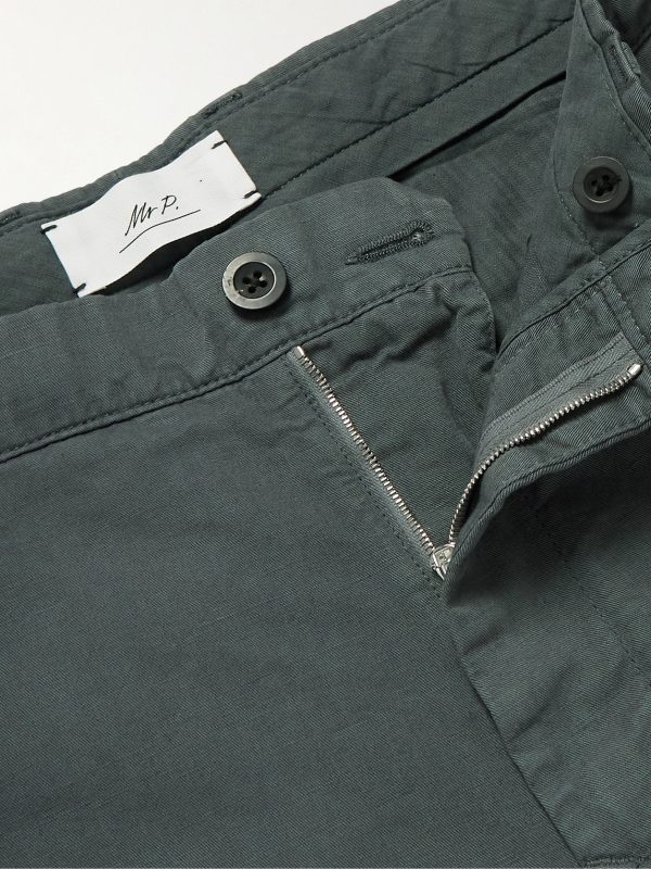 Cotton and Linen-Blend Twill Chinos - E1 Cotton and Linen-Blend Twill Chinos - E1