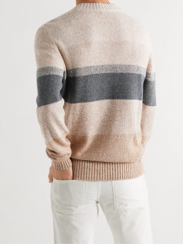 Striped Silk, Camel and Cashmere-Blend Sweater - BK