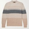 Striped Silk, Camel and Cashmere-Blend Sweater