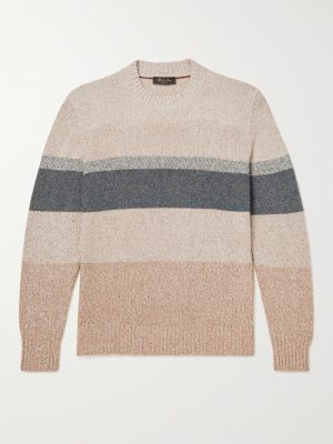 Striped Silk, Camel and Cashmere-Blend Sweater