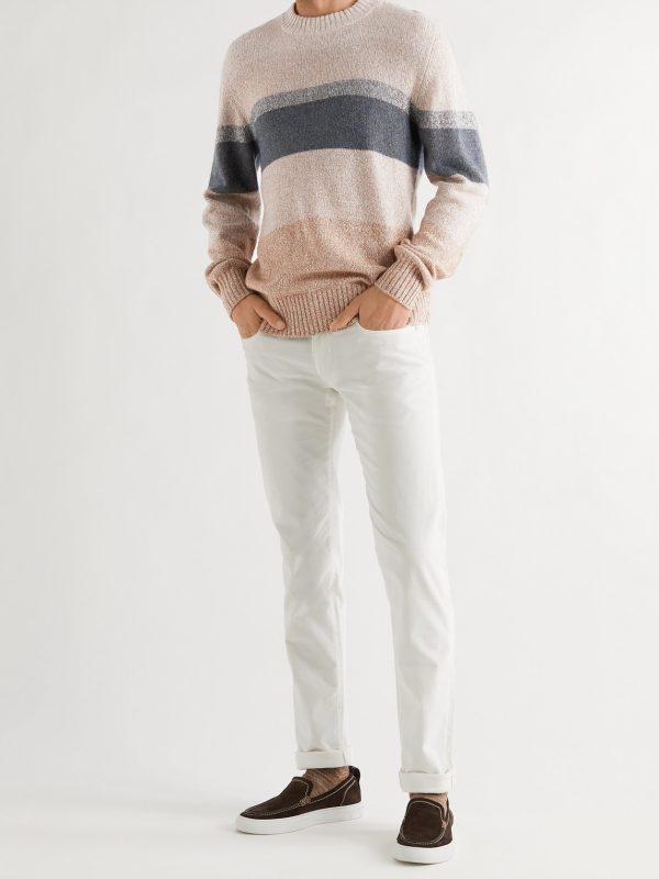 Striped Silk, Camel and Cashmere-Blend Sweater - OU