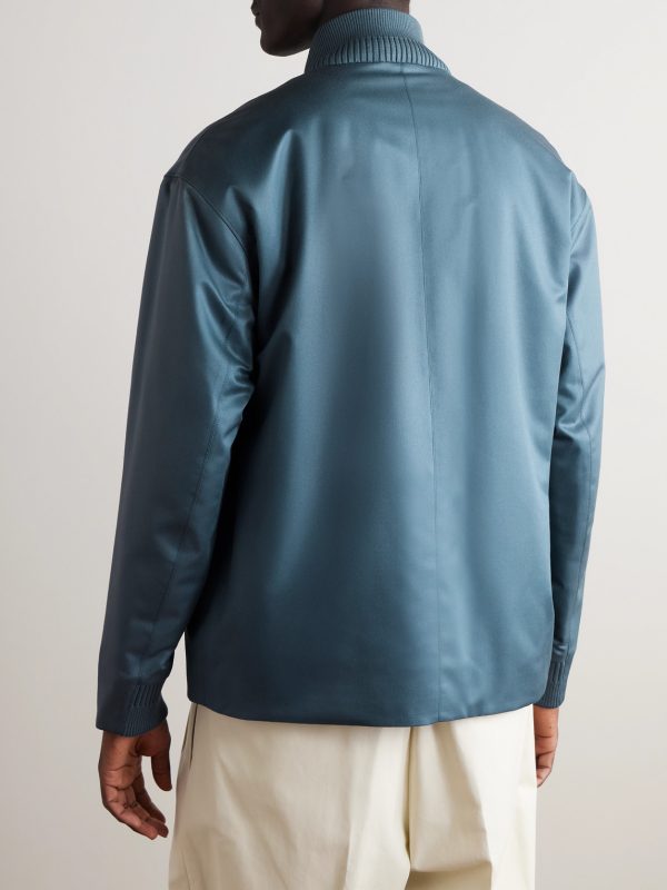 Padded Silk-Twill Bomber Jacket - BK