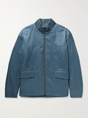 Padded Silk-Twill Bomber Jacket