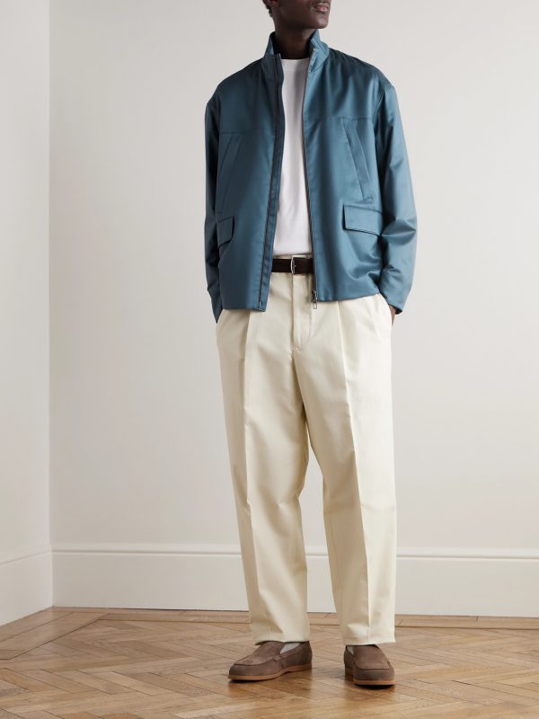 Padded Silk-Twill Bomber Jacket - OU