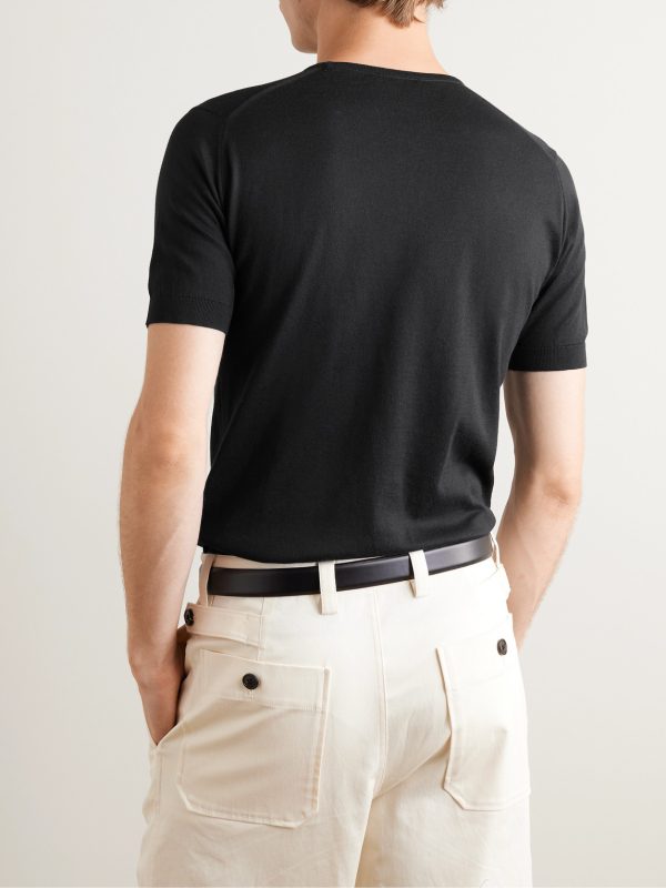 Belden Slim-Fit Knitted Sea Island Cotton T-Shirt - BK Belden Slim-Fit Knitted Sea Island Cotton T-Shirt - BK