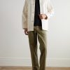Cotton-Herringbone Trousers - OU
