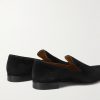 Dandelion Grosgrain-Trimmed Suede Loafers - BK Dandelion Grosgrain-Trimmed Suede Loafers - BK