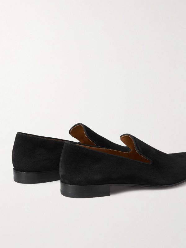 Dandelion Grosgrain-Trimmed Suede Loafers - BK Dandelion Grosgrain-Trimmed Suede Loafers - BK
