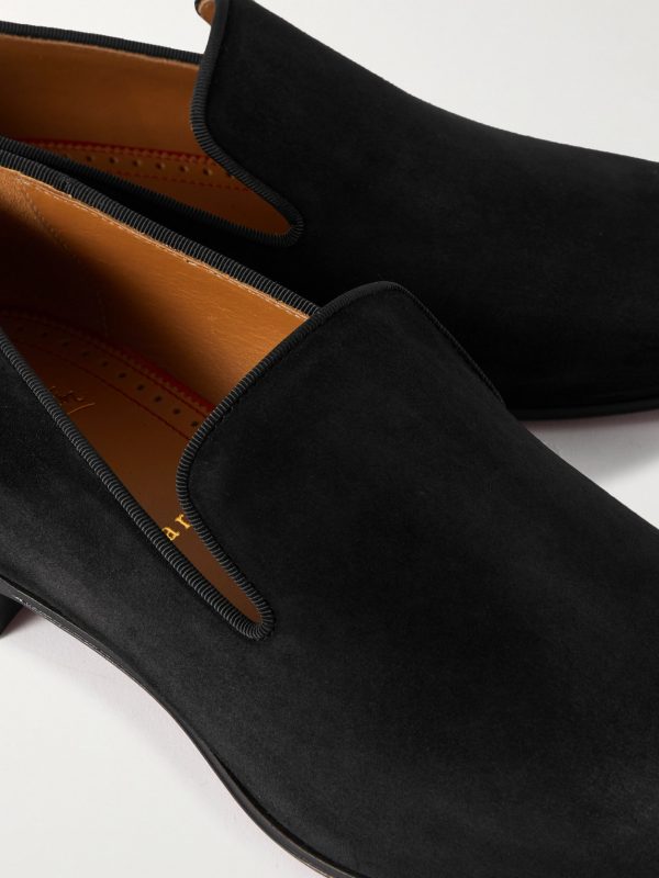 Dandelion Grosgrain-Trimmed Suede Loafers - CU Dandelion Grosgrain-Trimmed Suede Loafers - CU