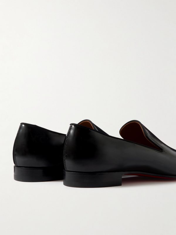 Dandelion Grosgrain-Trimmed Patent-Leather Loafers - BK Dandelion Grosgrain-Trimmed Patent-Leather Loafers - BK