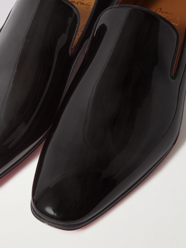 Dandelion Grosgrain-Trimmed Patent-Leather Loafers - CU Dandelion Grosgrain-Trimmed Patent-Leather Loafers - CU