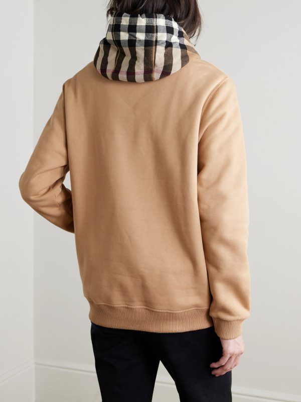 Checked Cotton-Blend Jersey Hoodie - BK Checked Cotton-Blend Jersey Hoodie - BK