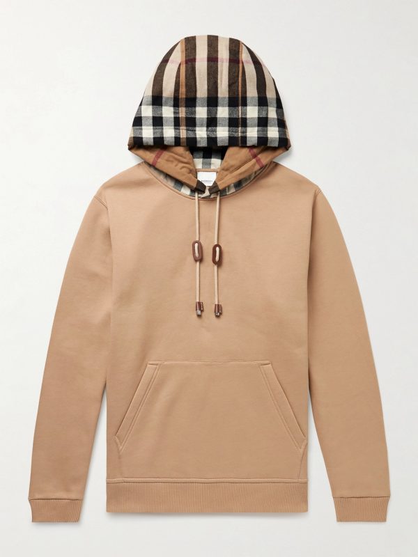 Checked Cotton-Blend Jersey Hoodie Checked Cotton-Blend Jersey Hoodie