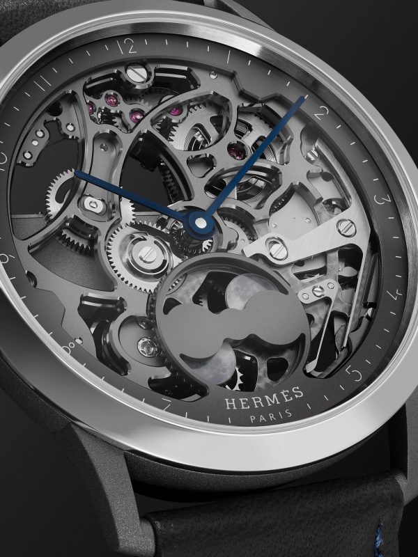 Slim d'Hermès Squelette Lune 39.5mm Automatic Titanium and Leather Watch, Ref. No. 054695WW00 - CU Slim d'Hermès Squelette Lune 39.5mm Automatic Titanium and Leather Watch, Ref. No. 054695WW00 - CU
