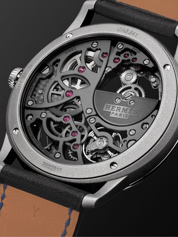 Slim d'Hermès Squelette Lune 39.5mm Automatic Titanium and Leather Watch, Ref. No. 054695WW00 - E1 Slim d'Hermès Squelette Lune 39.5mm Automatic Titanium and Leather Watch, Ref. No. 054695WW00 - E1