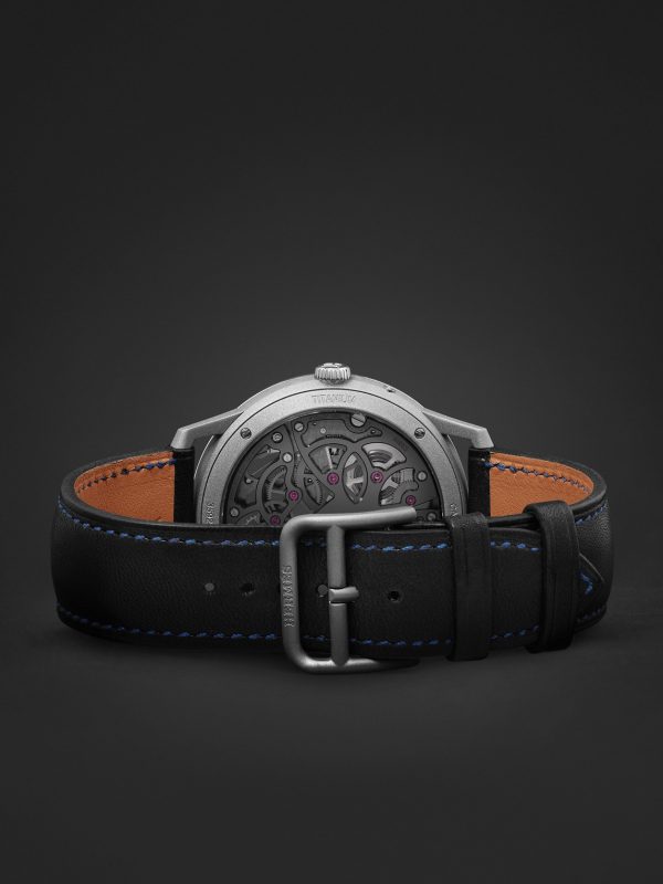 Slim d'Hermès Squelette Lune 39.5mm Automatic Titanium and Leather Watch, Ref. No. 054695WW00 - E2 Slim d'Hermès Squelette Lune 39.5mm Automatic Titanium and Leather Watch, Ref. No. 054695WW00 - E2