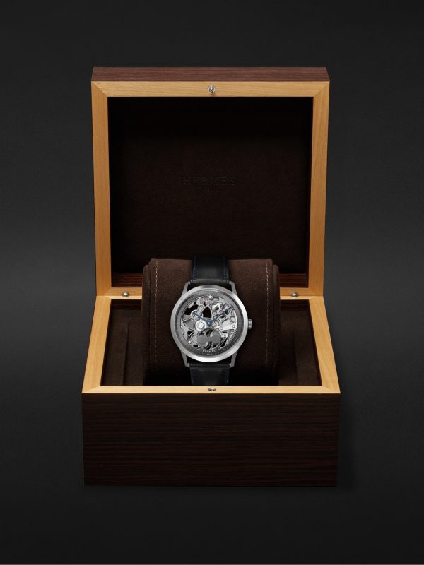 Slim d'Hermès Squelette Lune 39.5mm Automatic Titanium and Leather Watch, Ref. No. 054695WW00 - E3 Slim d'Hermès Squelette Lune 39.5mm Automatic Titanium and Leather Watch, Ref. No. 054695WW00 - E3
