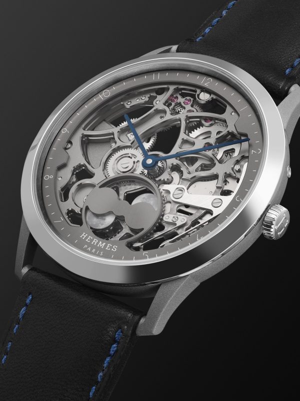 Slim d'Hermès Squelette Lune 39.5mm Automatic Titanium and Leather Watch, Ref. No. 054695WW00 - FR Slim d'Hermès Squelette Lune 39.5mm Automatic Titanium and Leather Watch, Ref. No. 054695WW00 - FR