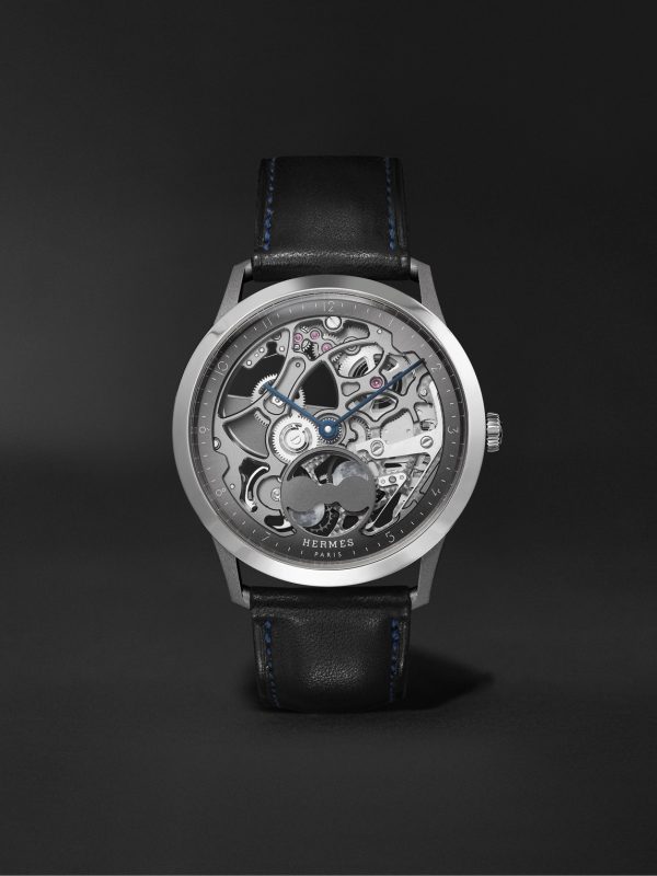 Slim d'Hermès Squelette Lune 39.5mm Automatic Titanium and Leather Watch, Ref. No. 054695WW00 Slim d'Hermès Squelette Lune 39.5mm Automatic Titanium and Leather Watch, Ref. No. 054695WW00