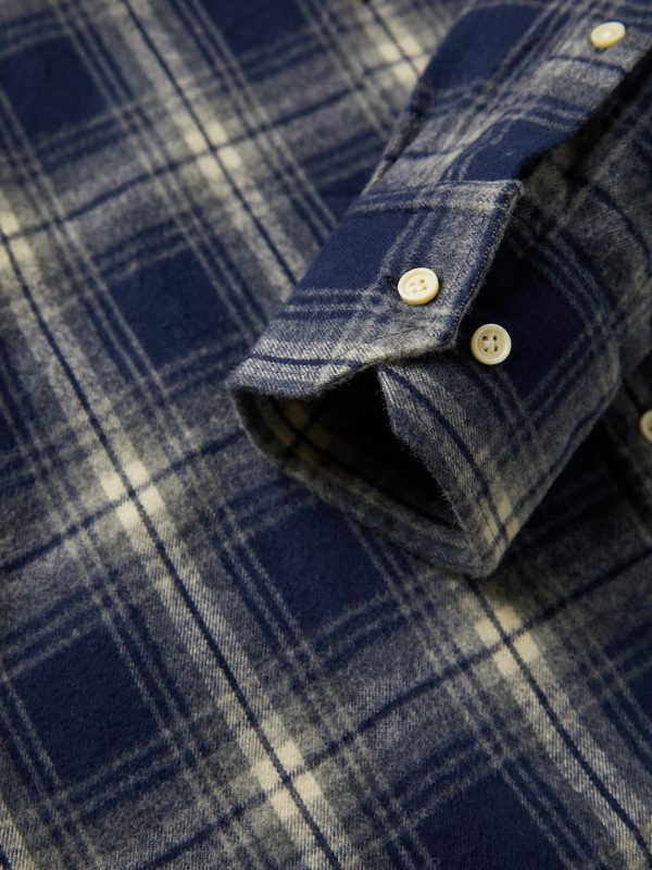 Button-Down Collar Checked Cotton-Flannel Shirt - E1 Button-Down Collar Checked Cotton-Flannel Shirt - E1
