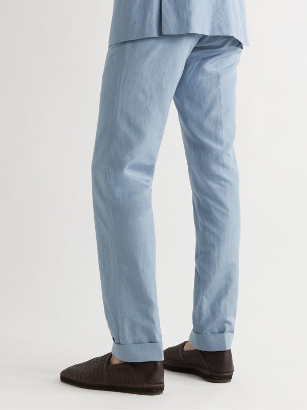 Shelton Slim-Fit Silk and Linen-Blend Suit Trousers - BK Shelton Slim-Fit Silk and Linen-Blend Suit Trousers - BK