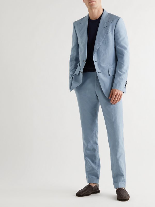 Shelton Slim-Fit Silk and Linen-Blend Suit Trousers - OU Shelton Slim-Fit Silk and Linen-Blend Suit Trousers - OU