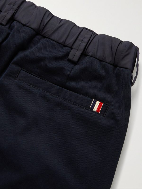 Pleated Shell-Trimmed Cotton-Blend Twill Drawstring Trousers - CU Pleated Shell-Trimmed Cotton-Blend Twill Drawstring Trousers - CU