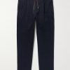 Pleated Shell-Trimmed Cotton-Blend Twill Drawstring Trousers Pleated Shell-Trimmed Cotton-Blend Twill Drawstring Trousers