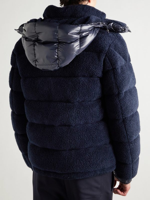 Michon Quilted Sherpa and Nylon Down Jacket - BK Michon Quilted Sherpa and Nylon Down Jacket - BK
