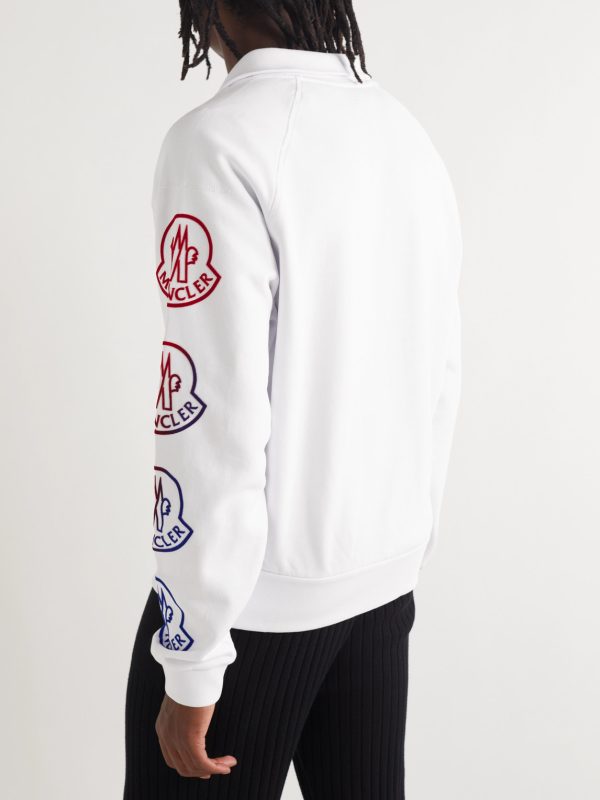 Logo-Flocked Cotton-Jersey Zip-Up Sweatshirt - BK